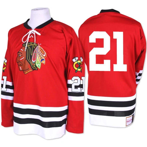 Chicago Blackhawks #21 Stan Mikita Authentic Red Mitchell and Ness 1960-61 Throwback Jersey