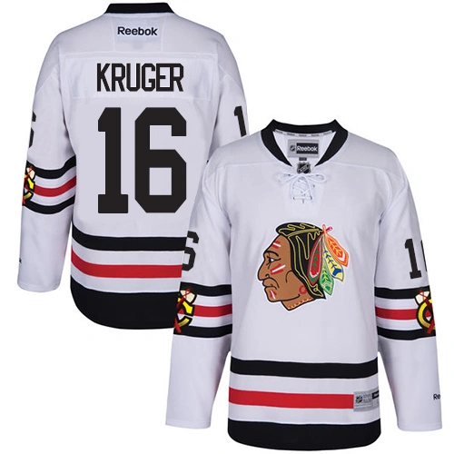 Kid's Chicago Blackhawks #16 Marcus Kruger Premier White 2017 Winter Classic Reebok Jersey