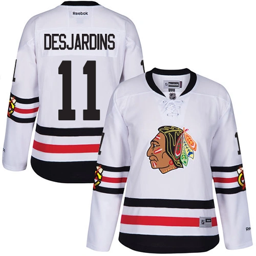 Women's Chicago Blackhawks #11 Andrew Desjardins Authentic White 2017 Winter Classic Reebok Jersey