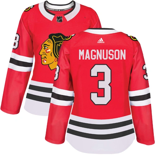 Women's Chicago Blackhawks #3 Keith Magnuson Premier Red Home Adidas Jersey