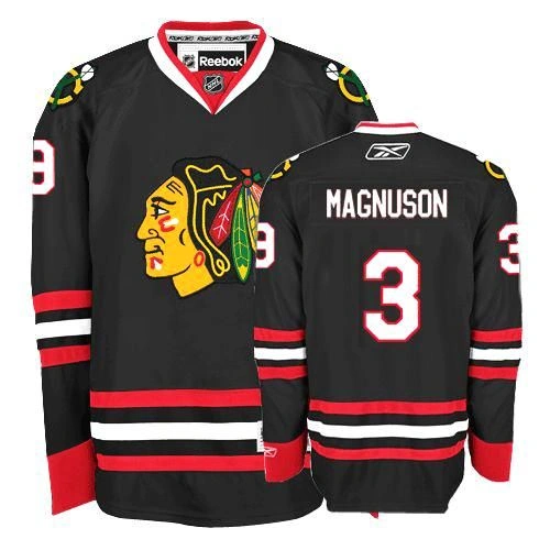 Women's Chicago Blackhawks #3 Keith Magnuson Premier Black Third Reebok Jersey