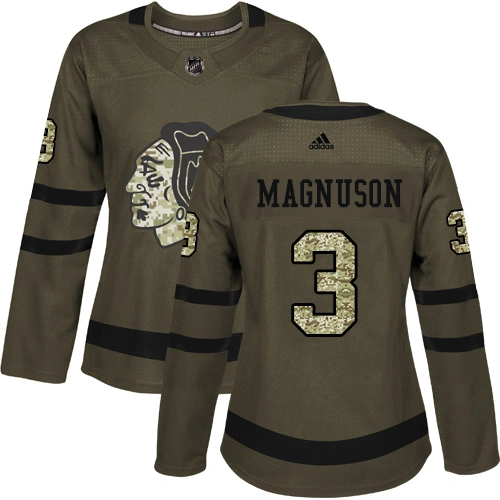 Women's Chicago Blackhawks #3 Keith Magnuson Premier Green Salute to Service Adidas Jersey Women's Chicago Blackhawks #3 Keith Magnuson Premier Green Salute to Service Adidas Jersey
