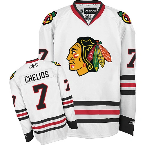 Women's Chicago Blackhawks #7 Chris Chelios Premier White Away Reebok Jersey