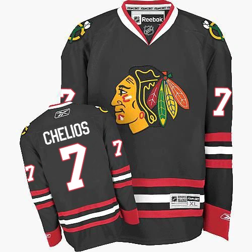 Women's Chicago Blackhawks #7 Chris Chelios Premier Black Third Reebok Jersey