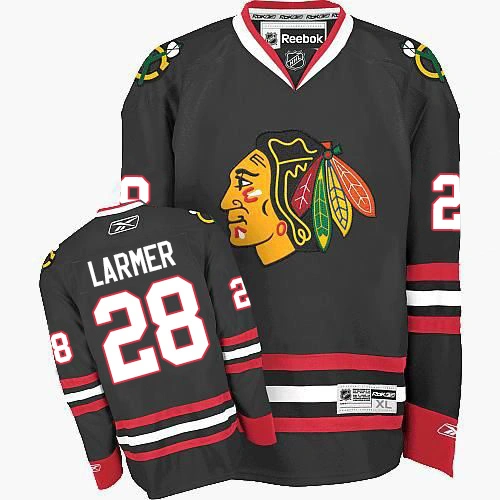 Kid's Chicago Blackhawks #28 Steve Larmer Authentic Black Third Reebok Jersey Kid's Chicago Blackhawks #28 Steve Larmer Authentic Black Third Reebok Jersey