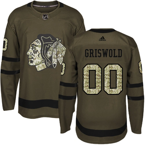 Kid's Chicago Blackhawks #00 Clark Griswold Premier Green Salute to Service Adidas Jersey