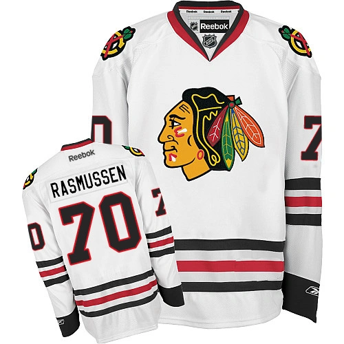 Kid's Chicago Blackhawks #70 Dennis Rasmussen Authentic White Away Reebok Jersey Kid's Chicago Blackhawks #70 Dennis Rasmussen Authentic White Away Reebok Jersey