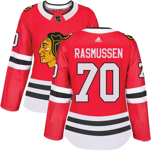 Women's Chicago Blackhawks #70 Dennis Rasmussen Premier Red Home Adidas Jersey