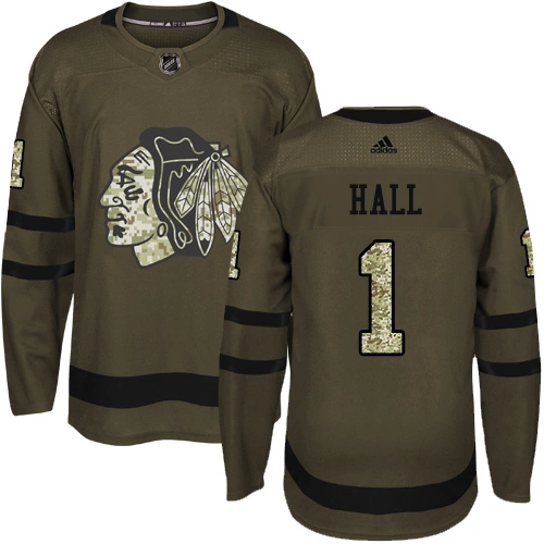 Chicago Blackhawks #1 Glenn Hall Premier Green Salute to Service Adidas Jersey