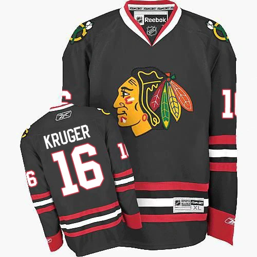 Women's Chicago Blackhawks #16 Marcus Kruger Premier Black Third Reebok Jersey
