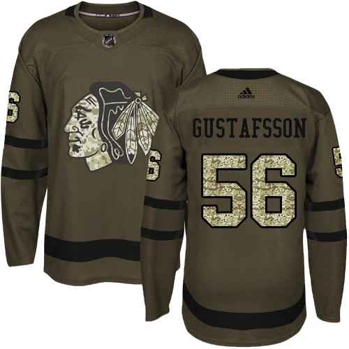 Kid's Chicago Blackhawks #56 Erik Gustafsson Authentic Green Salute to Service Adidas Jersey Kid's Chicago Blackhawks #56 Erik Gustafsson Authentic Green Salute to Service Adidas Jersey