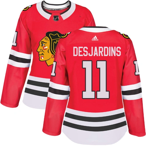 Women's Chicago Blackhawks #11 Andrew Desjardins Authentic Red Home Adidas Jersey