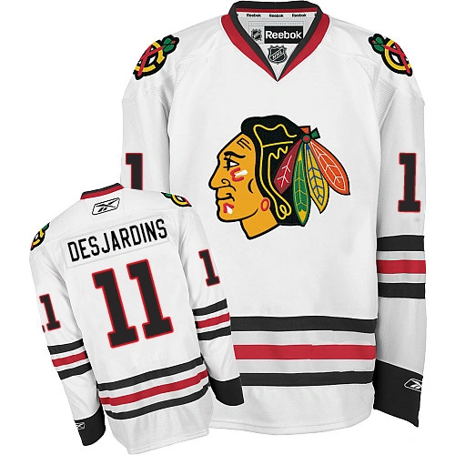 Women's Chicago Blackhawks #11 Andrew Desjardins Authentic White Away Reebok Jersey