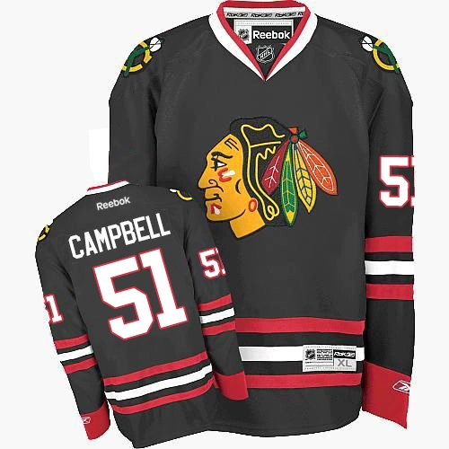 Chicago Blackhawks #51 Brian Campbell Premier Black Third Reebok Jersey Chicago Blackhawks #51 Brian Campbell Premier Black Third Reebok Jersey