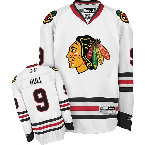 Kid's Chicago Blackhawks #9 Bobby Hull Premier White Away Reebok Jersey