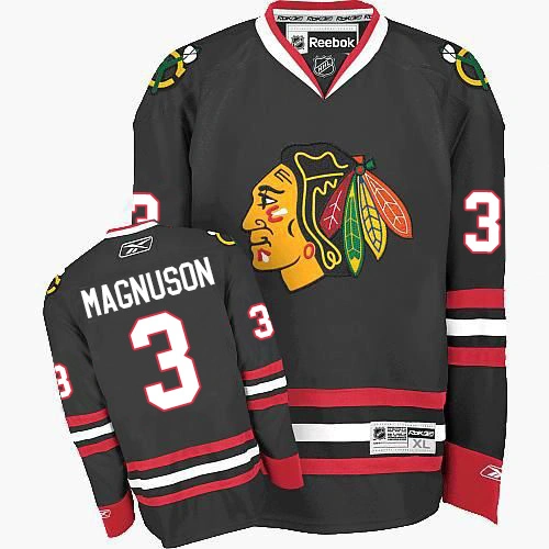 Chicago Blackhawks #3 Keith Magnuson Authentic Black Third Reebok Jersey Chicago Blackhawks #3 Keith Magnuson Authentic Black Third Reebok Jersey