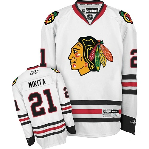 Chicago Blackhawks #21 Stan Mikita Authentic White Away Reebok Jersey Chicago Blackhawks #21 Stan Mikita Authentic White Away Reebok Jersey