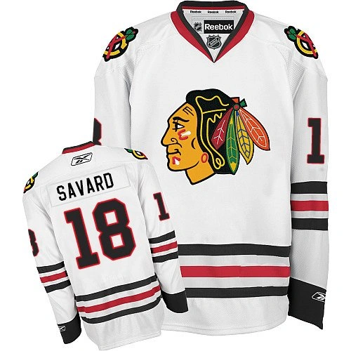 Chicago Blackhawks #18 Denis Savard Authentic White Away Reebok Jersey