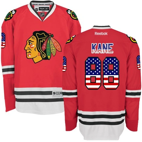 Chicago Blackhawks #88 Patrick Kane Authentic Red USA Flag Fashion Reebok Jersey