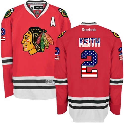 Chicago Blackhawks #2 Duncan Keith Premier Red USA Flag Fashion Reebok Jersey