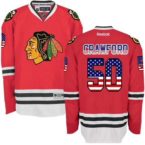 Chicago Blackhawks #50 Corey Crawford Premier Red USA Flag Fashion Reebok Jersey Chicago Blackhawks #50 Corey Crawford Premier Red USA Flag Fashion Reebok Jersey