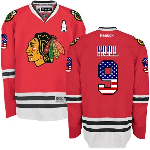 Chicago Blackhawks #9 Bobby Hull Premier Red USA Flag Fashion Reebok Jersey