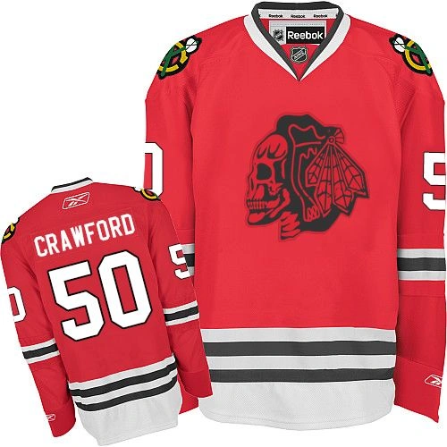 Kid's Chicago Blackhawks #50 Corey Crawford Premier Red Red Skull Reebok Jersey Kid's Chicago Blackhawks #50 Corey Crawford Premier Red Red Skull Reebok Jersey