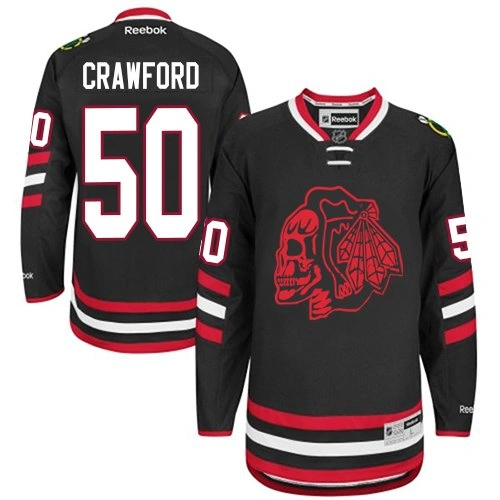 Kid's Chicago Blackhawks #50 Corey Crawford Premier Black Red Skull 2014 Stadium Series Reebok Jersey Kid's Chicago Blackhawks #50 Corey Crawford Premier Black Red Skull 2014 Stadium Series Reebok Jersey
