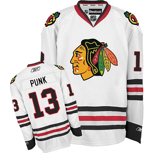 Women's Chicago Blackhawks #13 CM Punk Authentic White Away Reebok Jersey Women's Chicago Blackhawks #13 CM Punk Authentic White Away Reebok Jersey