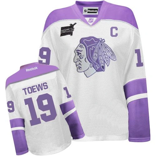 Women's Chicago Blackhawks #19 Jonathan Toews Premier White/Purple Thanksgiving Reebok Jersey Women's Chicago Blackhawks #19 Jonathan Toews Premier White/Purple Thanksgiving Reebok Jersey