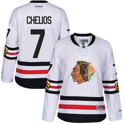 Women's Chicago Blackhawks #7 Chris Chelios Premier White 2017 Winter Classic Reebok Jersey