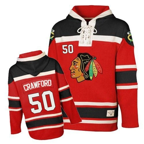 Old Time Hockey Chicago Blackhawks #50 Corey Crawford Premier Red Sawyer Hooded Sweatshirt Old Time Hockey Chicago Blackhawks #50 Corey Crawford Premier Red Sawyer Hooded Sweatshirt