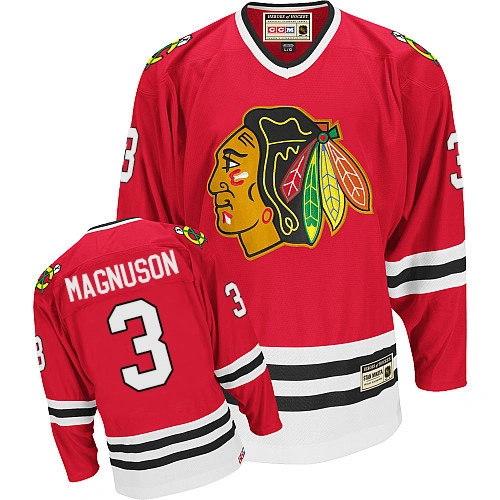 Chicago Blackhawks #3 Keith Magnuson Authentic Red CCM Throwback Jersey