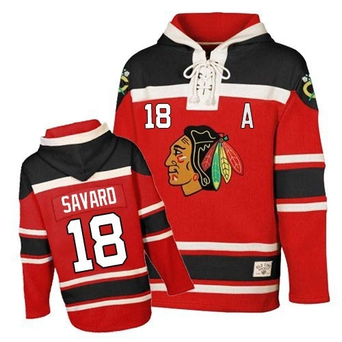 Old Time Hockey Chicago Blackhawks #18 Denis Savard Premier Red Sawyer Hooded Sweatshirt 