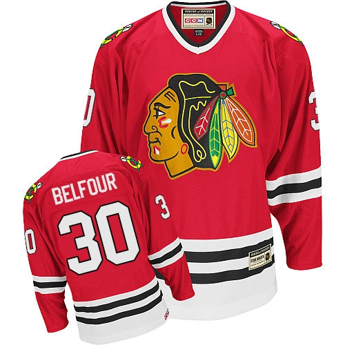 Chicago Blackhawks #30 ED Belfour Authentic Red CCM Throwback Jersey