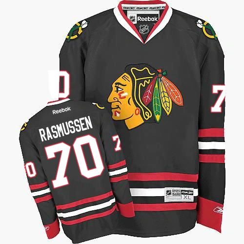 Chicago Blackhawks #70 Dennis Rasmussen Premier Black Third Reebok Jersey