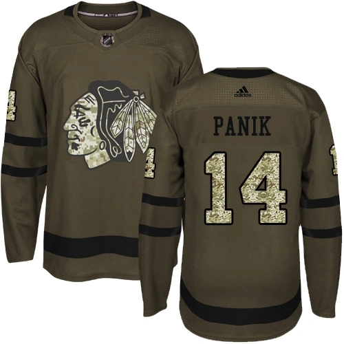 Kid's Chicago Blackhawks #14 Richard Panik Premier Green Salute to Service Adidas Jersey