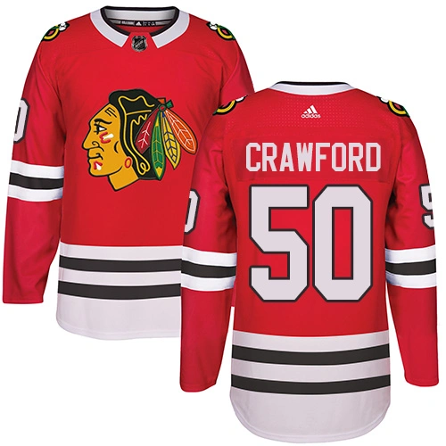 Kid's Chicago Blackhawks #50 Corey Crawford Authentic Red Home Adidas Jersey Kid's Chicago Blackhawks #50 Corey Crawford Authentic Red Home Adidas Jersey