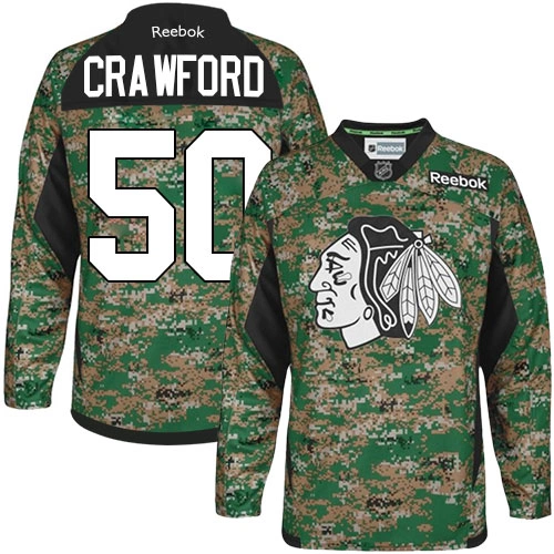 Chicago Blackhawks #50 Corey Crawford Authentic Camo Veterans Day Practice Reebok Jersey Chicago Blackhawks #50 Corey Crawford Authentic Camo Veterans Day Practice Reebok Jersey