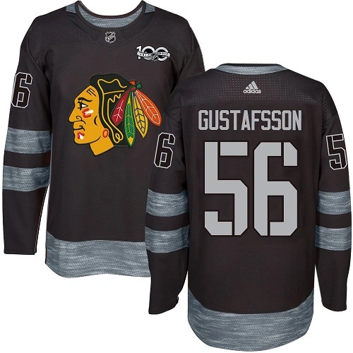 Chicago Blackhawks #56 Erik Gustafsson Premier Black 1917-2017 100th Anniversary Adidas Jersey