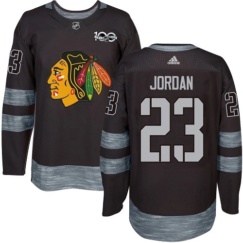 Chicago Blackhawks #23 Michael Jordan Premier Black 1917-2017 100th Anniversary Adidas Jersey