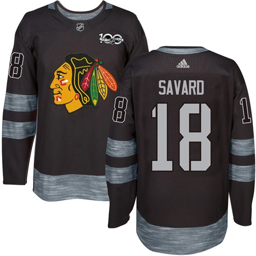 Chicago Blackhawks #18 Denis Savard Authentic Black 1917-2017 100th Anniversary Adidas Jersey