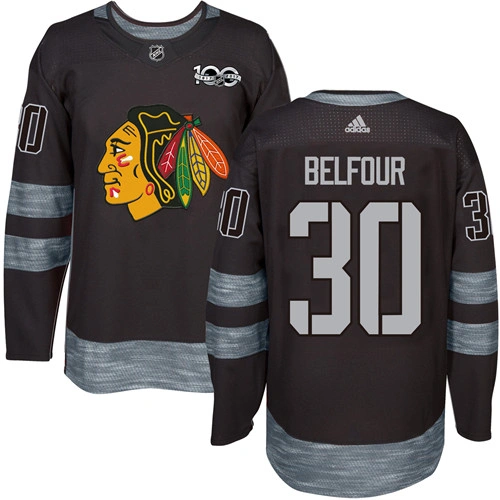 Chicago Blackhawks #30 ED Belfour Authentic Black 1917-2017 100th Anniversary Adidas Jersey