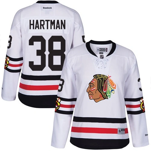 Women's Chicago Blackhawks #38 Ryan Hartman Premier White 2017 Winter Classic Reebok Jersey