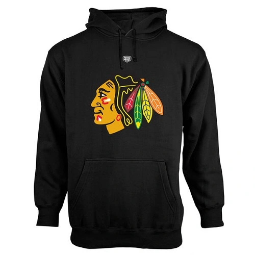 Chicago Blackhawks Old Time Hockey Big Logo with Crest Pullover Hoodie Hoodie Sweather - Black