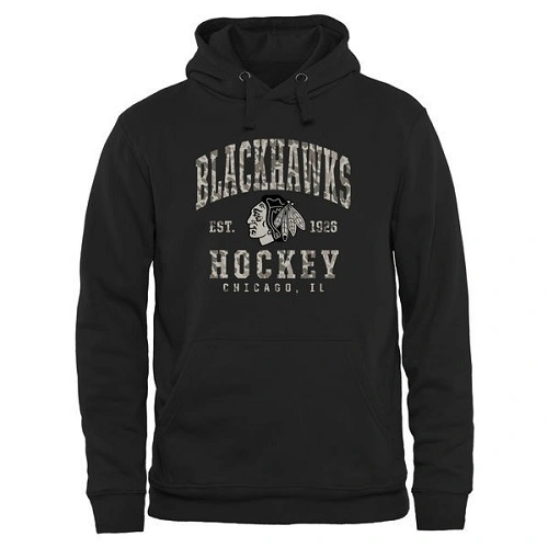 Chicago Blackhawks Black Camo Stack Pullover Hoodie Chicago Blackhawks Black Camo Stack Pullover Hoodie