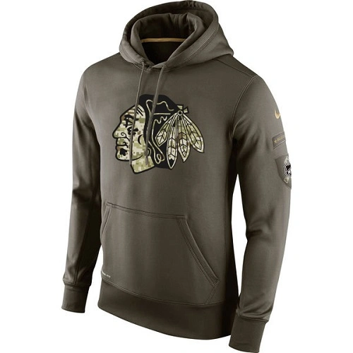 Chicago Blackhawks Olive Salute To Service KO Performance Hoodie Chicago Blackhawks Olive Salute To Service KO Performance Hoodie