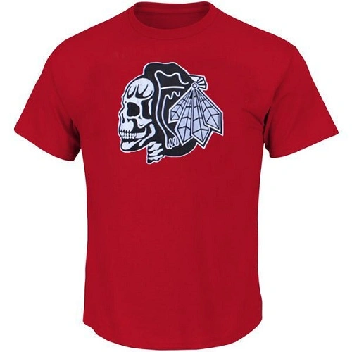 Chicago Blackhawks T-Shirts - Red/White Skull Chicago Blackhawks T-Shirts - Red/White Skull