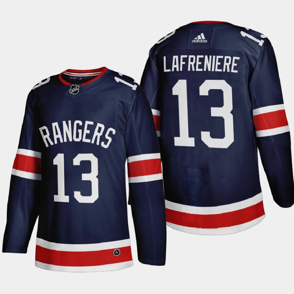 Youth New York Rangers Alexis Lafreniere #13 2021 Season Reverse Retro Authentic Navy Jersey Youth New York Rangers Alexis Lafreniere #13 2021 Season Reverse Retro Authentic Navy Jersey