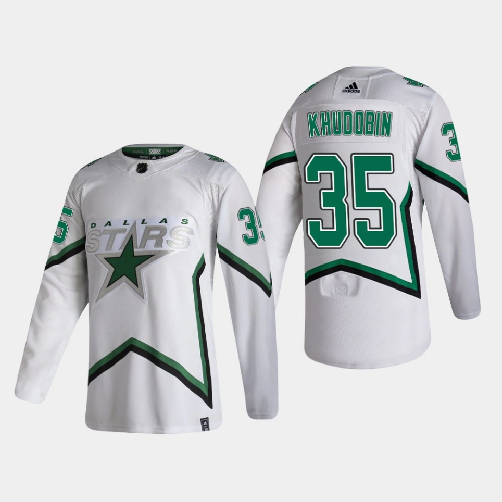Women's Dallas Stars Anton Khudobin #35 2021 Season Reverse Retro Authentic White Jersey